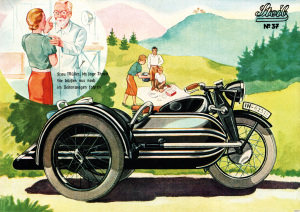 Steib sidecar poster with slogan poster Picture prewar motorcycle no. 37