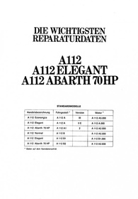 Autobianchi Lancia A112 Economica Elegant Abarth 70 HP Normal Berlina Reparaturanleitung