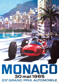 23. Grand Prix Automobile Monaco 1965 Poster Plakat Bild Rennen Ferrari
