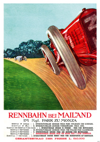 Rennbahn bei Mailand im Kgl. Park zu Monza 1923 Poster Plakat Rennen Veranstaltung Event