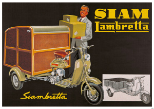 Siam Lambretta Siambretta Lastenroller Motorroller Kasten Koffer Poster Plakat Bild