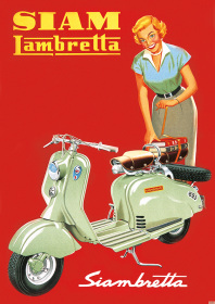 Siam Lambretta Siambretta scooter with woman Poster Picture