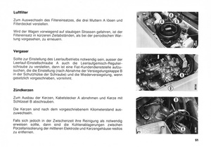 Fiat X1/9 Five Speed Bedienungsanleitung Betriebsanleitung Handbuch
