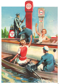 Standard Esso Essolub Tankstelle Motorboot Poster