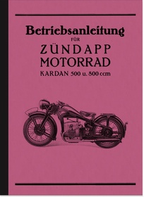 Zündapp Kardan K 500 800 cc operating instructions manual