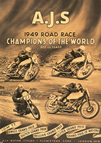 AJS 1949 Road Race 500 cc race Grand Prix racing motorsports motorcycle Poster Picture