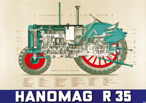 Hanomag R 35 R35 Diesel Tractor sectional drawing Poster Picture
