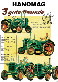 Hanomag R16 R22 R28 R 16 22 28 Traktor Diesel Schlepper Reklame Werbung Poster Plakat Schild Bild