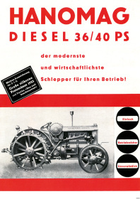 Hanomag Diesel 36/40 PS 1933 Schlepper Traktor Reklame Poster Plakat Bild
