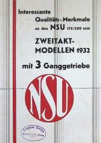 NSU 175 Z und 201 Z original Prospekt, Zweitakt-Modelle 1932
