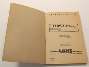 Lanz Bulldog original Ersatzteilliste Vorkrieg 1942 D 8500 8506 9500 9506 1500 Acker Ackerluft