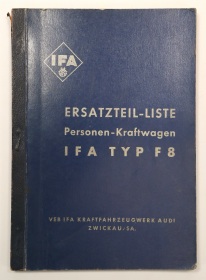 IFA PKW Typ F8 F 8 Original Ersatzteilliste Teilekatalog