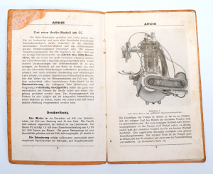 Ardie 500 und 350 cc Original Behandlungsvorschrift 1927/1929, Handbuch Bedienungsanleitung