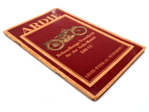 Ardie 500 and 350 cc Original treatment instructions 1927/1929, manual Operating instructions