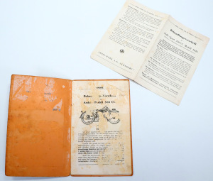 Ardie 500 und 350 cc Original Behandlungsvorschrift 1927/1929, Handbuch Bedienungsanleitung