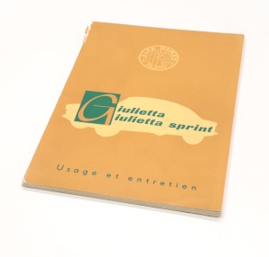 Alfa Romeo Giulietta/Sprint 1955 original User Owner's Manual (Usage et entretien)