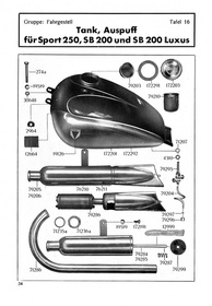 DKW KS 200, SB 200 and SB 250 Luxus Sport Spare Parts List Catalog