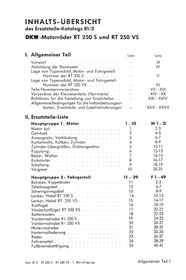 DKW RT 250 S und RT 250 VS Ersatzteilliste