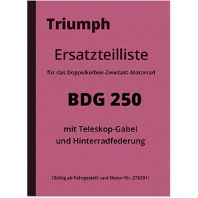 Triumph BDG 250 Spare Parts List Spare Parts Catalogue BDG250 H BDG-250 Telescopic Fork