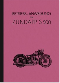Zündapp S 500 Bedienungsanleitung Handbuch Betriebsanleitung