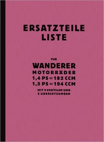 Wanderer 1,4 PS und 1,5 PS ca. 1928 Ersatzteilliste