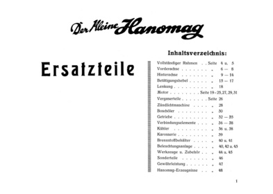 Hanomag Komissbrot Ersatzteilliste