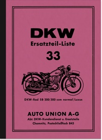 DKW SB 200 und SB 300 Normal Luxus Ersatzteilliste