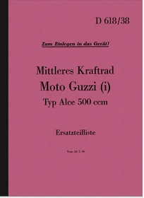 Moto Guzzi Alce 500 ccm Ersatzteilliste D 618/38