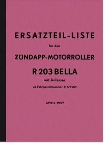 Zündapp Bella R 203 R203 with starter motor scooter spare parts list spare parts catalog