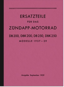 Zündapp DB DBK 200 250 Ersatzteilliste