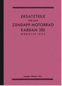 Zündapp Kardan 350 (K 350) 1935 Ersatzteilliste Ersatzteilkatalog