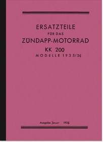 Zündapp KK 200 1935/1936 Ersatzteilliste Ersatzteilkatalog Teilekatalog