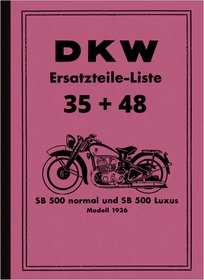 DKW SB 500 SB500 Normal und Luxus Ersatzteilliste
