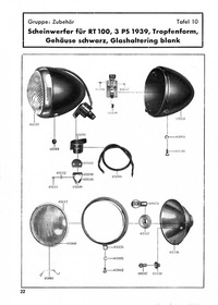 DKW 44 44a RT 100 2,5 3 PS 2,5PS 3PS RT100 Ersatzteilliste