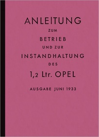 Opel 1,2 ltr. car 1933 operating instructions manual manual