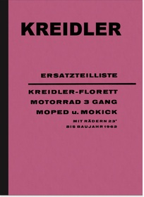 Kreidler Foil 3-speed until 1962 Mokick Motorcycle Moped Spare Parts List Spare Parts Catalogue