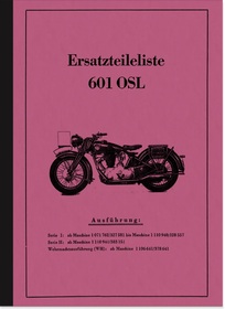 NSU 601 OSL Series I II 1 2 WH 1939 Spare Parts List Spare Parts Catalogue Parts Catalogue