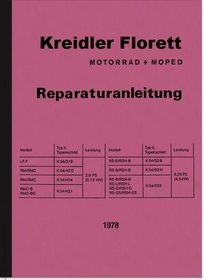Kreidler Florett Motorcycle Moped Repair Instructions Assembly Instructions LF RM RMC GS K54 RS