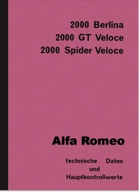 Alfa Romeo 2000 GT Spider Veloce Description Data Repair Manual Workshop Manual