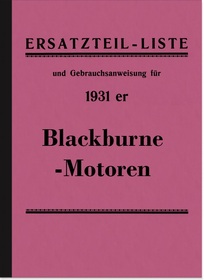 Blackburne engines models 1931 manual and spare parts list