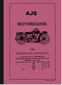 AJS 350 ccm 1922-1928 Bedienungsanleitung (K H E B G, 1 2 3 4 5)