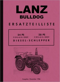 Lanz Bulldog D2416 und D2816 24/28 PS Schlepper Traktor Ersatzteilliste Ersatzteilkatalog