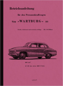 Wartburg Typ 311-0 311-8 311-2 311-9 311-5a Bedienungsanleitung