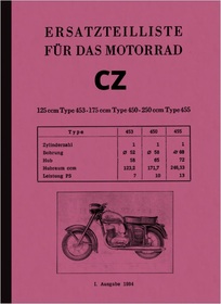 CZ 125, 175 und 250 ccm  (Typ 453 473 450 455 470 475) Ersatzteilliste Ersatzteilkatalog Teileliste