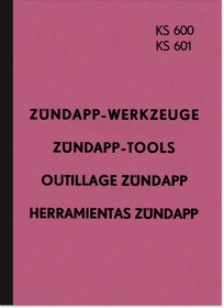 Zündapp KS 600 and KS 601 tools booklet brochure instruction list catalog special tools