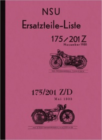 NSU 175 and 201 Z/ZD spare parts list Spare parts catalog