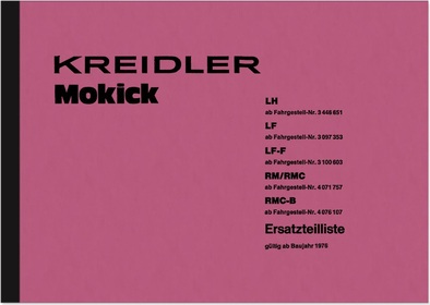 Kreidler Foil LH LF LF-F RM RMC-B Spare Parts List Spare Parts Catalogue Parts Catalogue