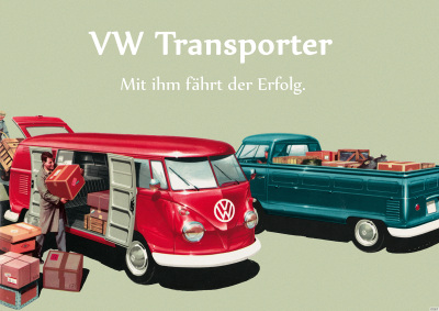 VW Bulli Bus Transporter T1 "Success drives with him" Poster image