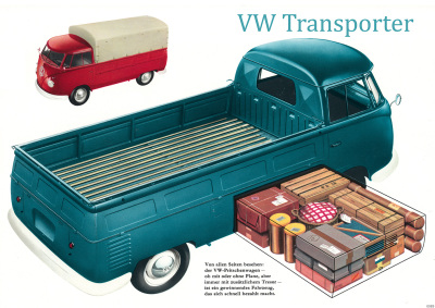 VW Bulli Bus Transporter T1 Pritschenwagen Poster Plakat Bild
