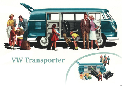 VW Bulli Bus Transporter T1 "Family" Poster Picture